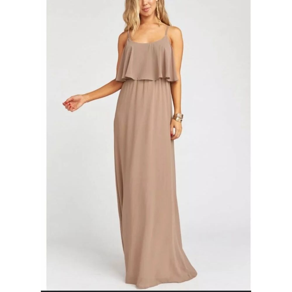 Show Me Your Mumu / Caitlin Ruffle Maxi Dress ~ Dune Chiffon-Small‎